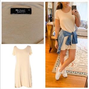 Michael Lauren oatmeal ribbed knit tshirt dress